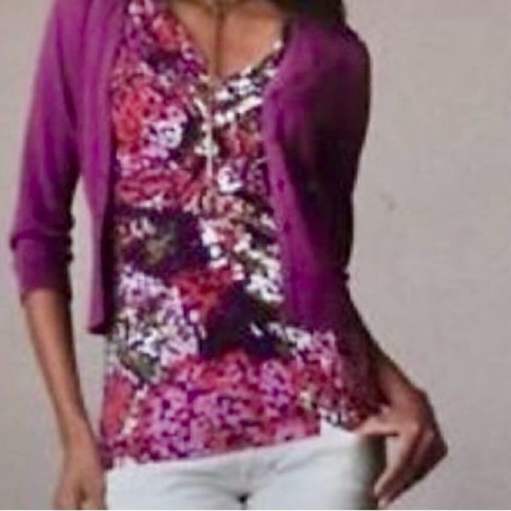 Cabi Mosiac pink and purple, sleeveless top.